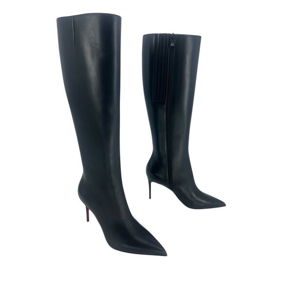 Christian Louboutin Kate Botta 85mm Leather Knee High Boots in Black - Picture 3 of 16